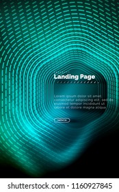 Neon glowing techno hexagon shape lines, hi-tech futuristic abstract background, landing page template. Vector illustration