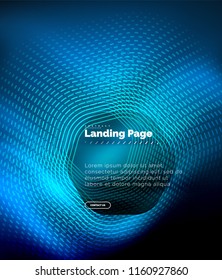 Neon glowing techno hexagon shape lines, hi-tech futuristic abstract background, landing page template. Vector illustration