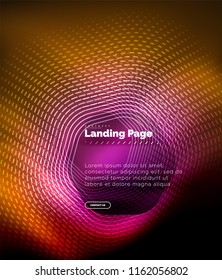 Neon leuchtende Techno-Hexagon-Formlinien, High-Tech-futuristischer abstrakter Hintergrund, Landing Page Template. Vektorgrafik