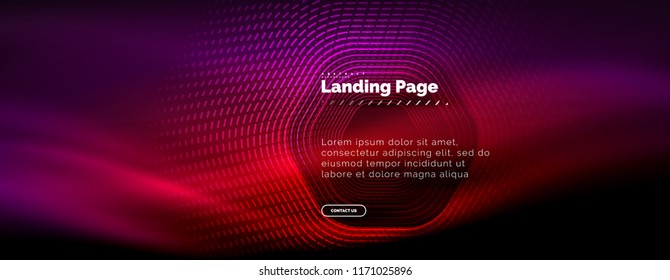 Neon glowing techno hexagon shape lines, hi-tech futuristic abstract background, landing page template. Vector illustration