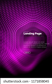 Neon leuchtende Techno-Hexagon-Formlinien, High-Tech-futuristischer abstrakter Hintergrund, Landing Page Template. Vektorgrafik