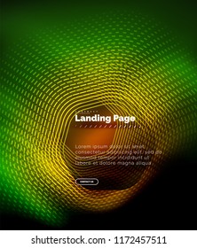Neon glowing techno hexagon shape lines, hi-tech futuristic abstract background, landing page template. Vector illustration