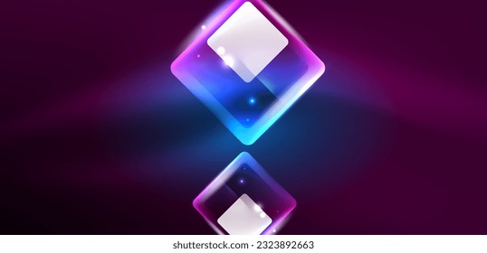 Neon glowing techno lines and arrows, hi-tech futuristic abstract background template