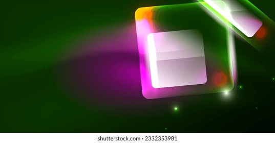 Neon glowing techno lines and arrows, hi-tech futuristic abstract background template