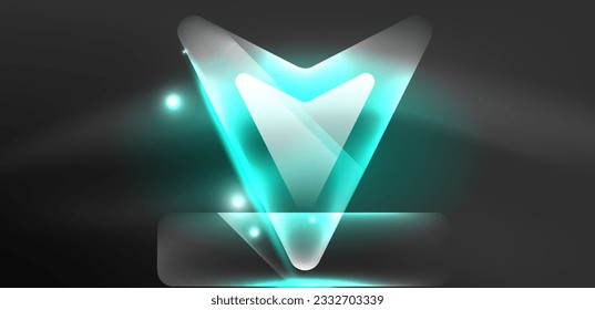 Neon glowing techno lines and arrows, hi-tech futuristic abstract background template