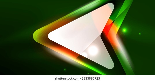 Neon glowing techno lines and arrows, hi-tech futuristic abstract background template