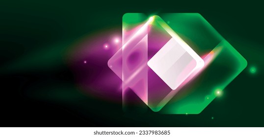 Neon glowing techno lines and arrows, hi-tech futuristic abstract background template