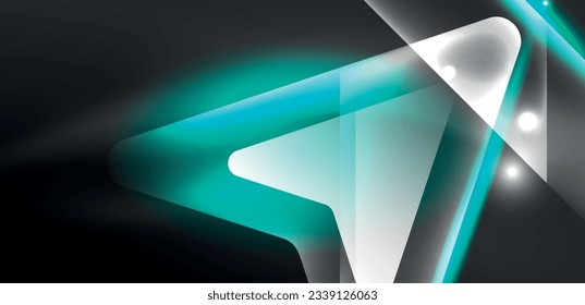 Neon glowing techno lines and arrows, hi-tech futuristic abstract background template