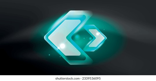 Líneas y flechas tecno brillantes, plantilla de fondo abstracto de alta tecnología futurista