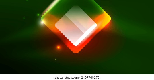 Neon glowing techno lines and arrows, hi-tech futuristic abstract background template