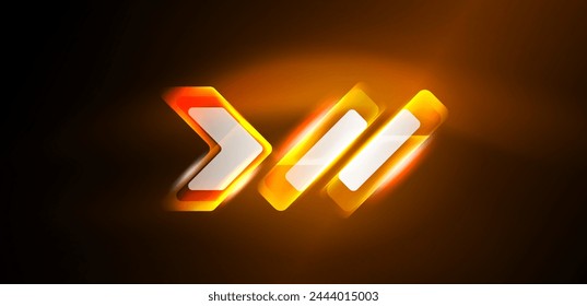 Neon glowing techno lines and arrows, hi-tech futuristic abstract background template