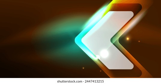 Líneas y flechas tecno brillantes de neón, Plantilla de fondo abstracto futurista de alta tecnología