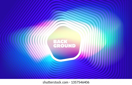 Neon glowing techno lines banner, hi-tech futuristic abstract background template with geometrical shapes. Bright colorful vector texture for web and presentation.