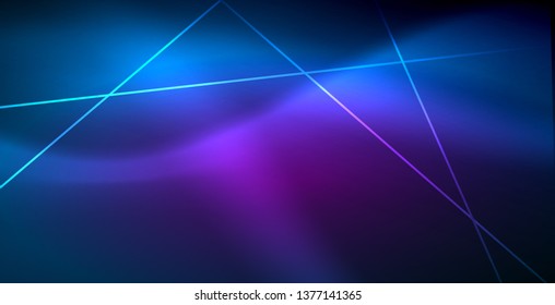 Líneas tecno brillantes neón, plantilla de fondo abstracto azul de alta tecnología futurista