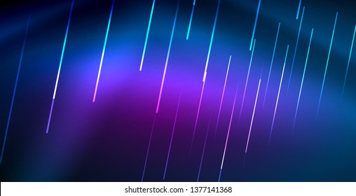 Neon glowing techno lines, blue hi-tech futuristic abstract background template