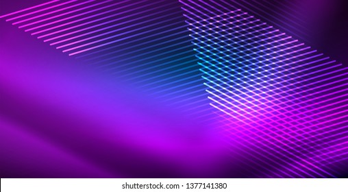 Neon glowing techno lines, blue hi-tech futuristic abstract background template