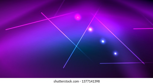 Neon glowing techno lines, blue hi-tech futuristic abstract background template