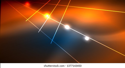 Líneas tecno brillantes neón, plantilla de fondo abstracto azul de alta tecnología futurista