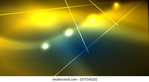 Neon glowing techno lines, blue hi-tech futuristic abstract background template