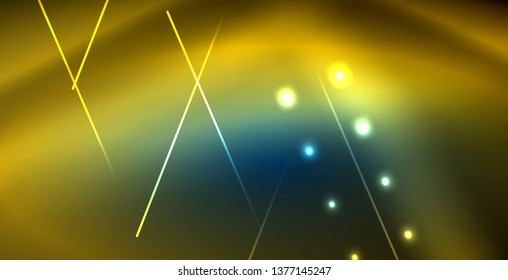 Líneas tecno brillantes neón, plantilla de fondo abstracto azul de alta tecnología futurista
