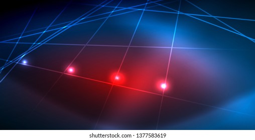 Neon glowing techno lines, blue hi-tech futuristic abstract background template