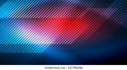 Neon glowing techno lines, blue hi-tech futuristic abstract background template