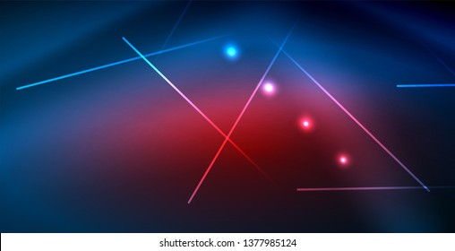 Líneas tecno brillantes neón, plantilla de fondo abstracto azul de alta tecnología futurista