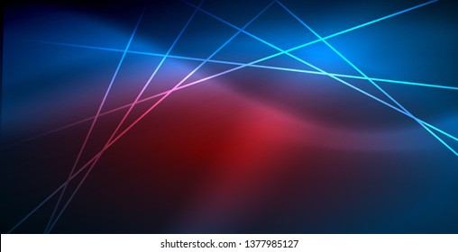 Neon glowing techno lines, blue hi-tech futuristic abstract background template