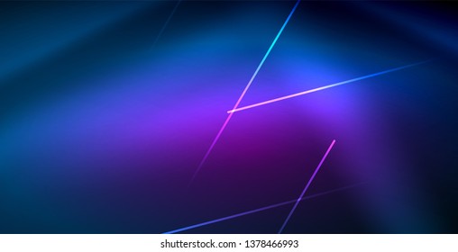 Neon glowing techno lines, blue hi-tech futuristic abstract background template
