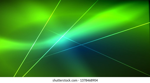 Líneas tecno brillantes neón, plantilla de fondo abstracto azul de alta tecnología futurista