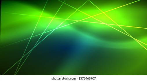 Líneas tecno brillantes neón, plantilla de fondo abstracto azul de alta tecnología futurista