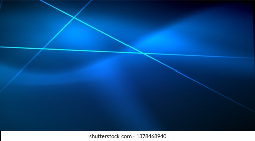 Líneas tecno brillantes neón, plantilla de fondo abstracto azul de alta tecnología futurista