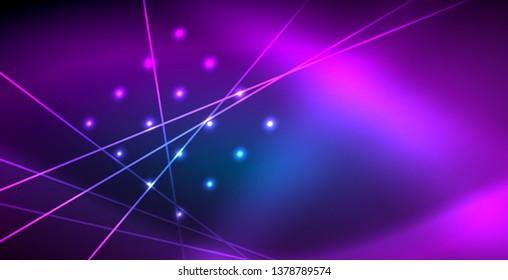Líneas tecno brillantes neón, plantilla de fondo abstracto azul de alta tecnología futurista