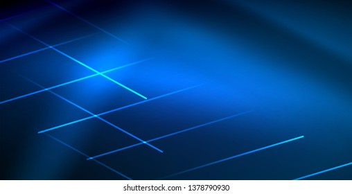 Neon linhas de tecno brilhantes, azul hi-tech modelo de fundo abstrato futurista