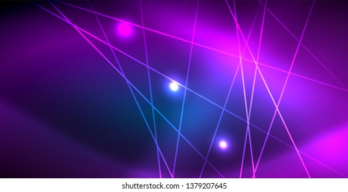 Neon glowing techno lines, blue hi-tech futuristic abstract background template