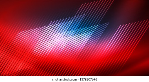 Neon glowing techno lines, blue hi-tech futuristic abstract background template