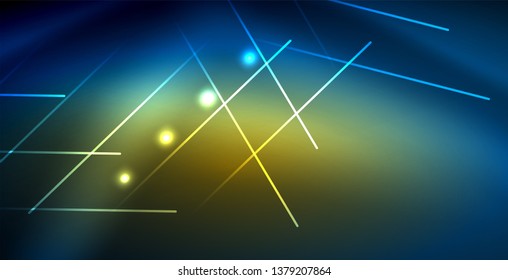 Neonleuchtende Techno-Linien, blaue, futuristische, abstrakte Hintergrund-Vorlage