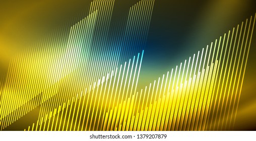 Neon glowing techno lines, blue hi-tech futuristic abstract background template