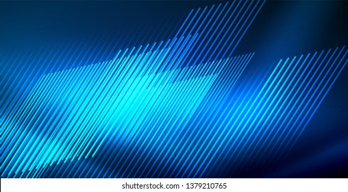 Líneas tecno brillantes neón, plantilla de fondo abstracto azul de alta tecnología futurista