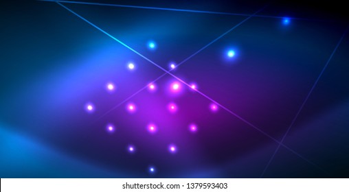 Neon glowing techno lines, blue hi-tech futuristic abstract background template