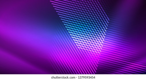Líneas tecno brillantes neón, plantilla de fondo abstracto azul de alta tecnología futurista