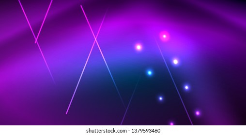 Neon glowing techno lines, blue hi-tech futuristic abstract background template