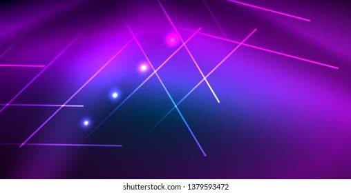 Líneas tecno brillantes neón, plantilla de fondo abstracto azul de alta tecnología futurista