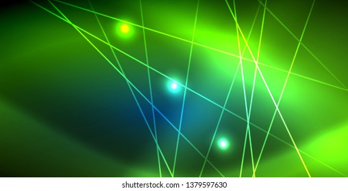 Líneas tecno brillantes neón, plantilla de fondo abstracto azul de alta tecnología futurista