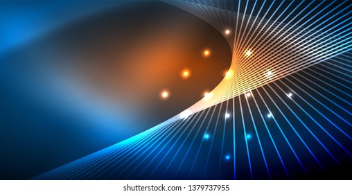 Neonleuchtende Techno-Linien, blaue, futuristische, abstrakte Hintergrund-Vorlage