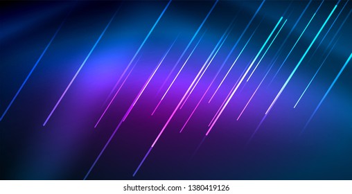 Líneas tecno brillantes neón, plantilla de fondo abstracto azul de alta tecnología futurista