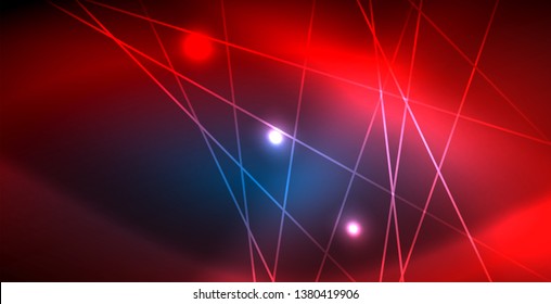 Líneas tecno brillantes neón, plantilla de fondo abstracto azul de alta tecnología futurista