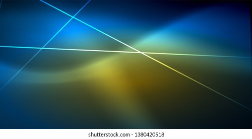 Neon glowing techno lines, blue hi-tech futuristic abstract background template
