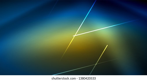 Neon glowing techno lines, blue hi-tech futuristic abstract background template
