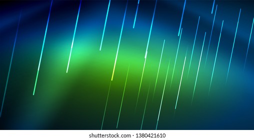 Neon glowing techno lines, blue hi-tech futuristic abstract background template